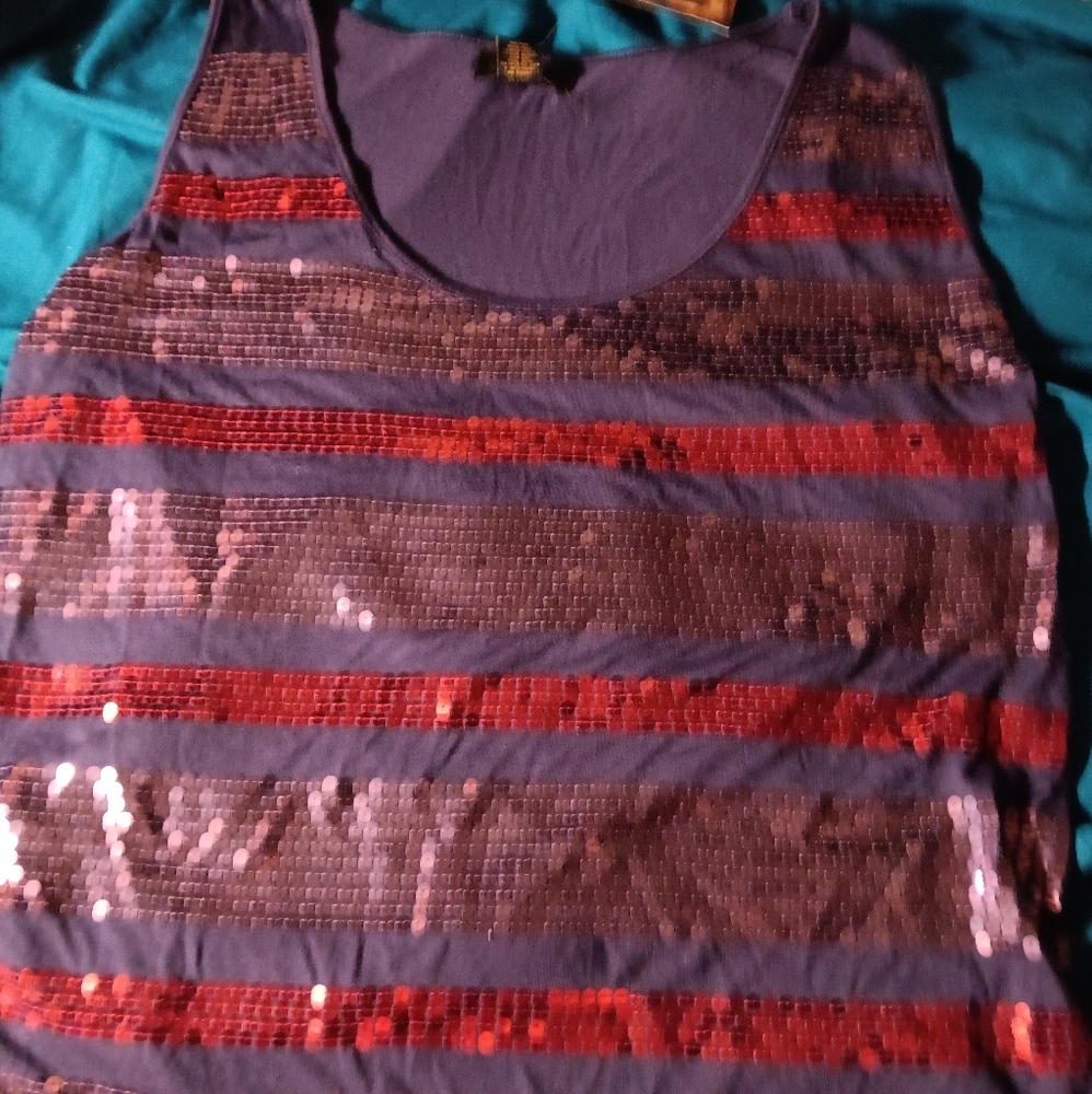 NWT Iman Purple Sequin Tank XL